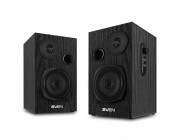 SVEN SPS-585 Black, 2.0 / 2x10W RMS, Headphone input, volume control, wooden, (3-+1-)